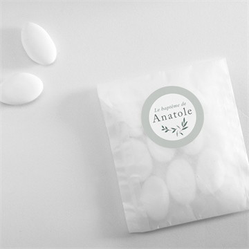 Sticker baptême photo vert sauge