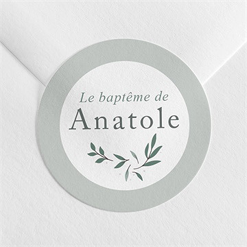 Sticker baptême photo vert sauge - Mise en situation
