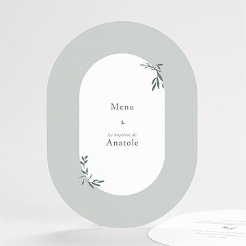 Menu baptême photo vert sauge - Mise en situation