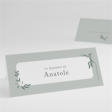 Marque-place baptême photo vert sauge
