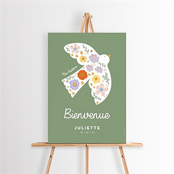 Panneau bienvenue colombe fleurie