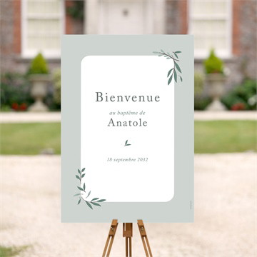 Panneau bienvenue photo vert sauge cocotte