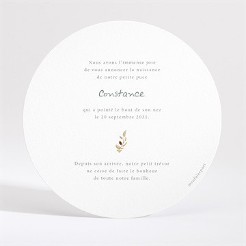 Faire-part naissance petit carrousel rond - Dos du faire-part