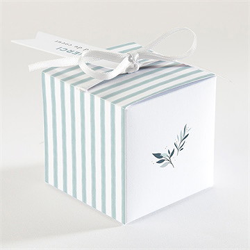 Boîte de dragées baptême colombe et rayures - Dos de la boîte