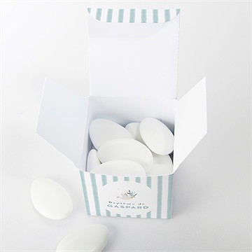 Boîte de dragées baptême colombe et rayures - Intérieur de la boîte