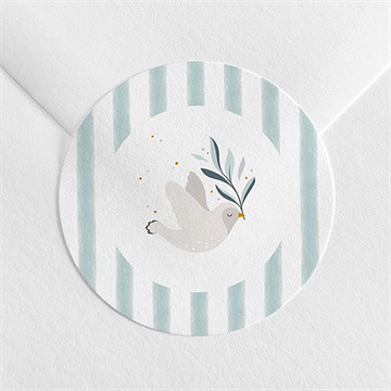 Sticker baptême colombe et rayures - Mise en situation