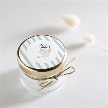 Sticker baptême colombe et rayures - Mise en situation