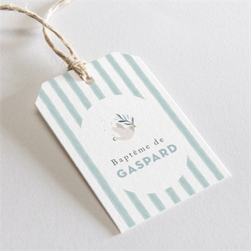Etiquette baptême colombe et rayures
