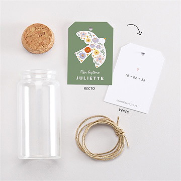 Mignonette baptême colombe fleurie - Vue d'ensemble