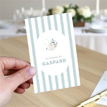 Signet baptême colombe et rayures