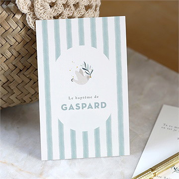 Signet baptême colombe et rayures - Mise en situation