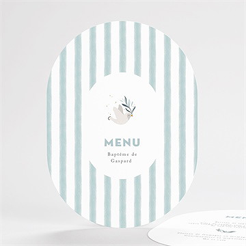 Menu baptême colombe et rayures - Mise en situation