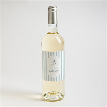Etiquette de bouteille baptême colombe et rayures - Mise en situation