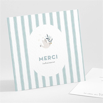 Remerciement baptême colombe et rayures