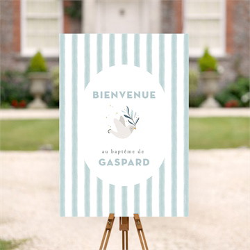 Panneau bienvenue colombe et rayures