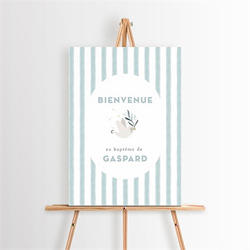 Panneau bienvenue colombe et rayures - Mise en situation