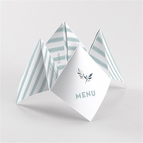 Menu baptême colombe et rayures cocotte