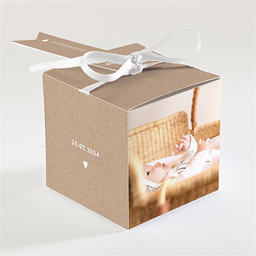 Boîte de dragées baptême kraft pictos - Dos de la boîte