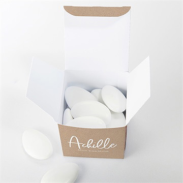 Boîte de dragées baptême kraft pictos - Intérieur de la boîte