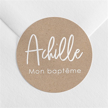 Sticker baptême kraft pictos - Mise en situation