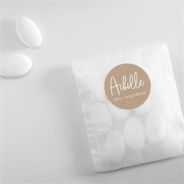 Sticker baptême kraft pictos - Mise en situation