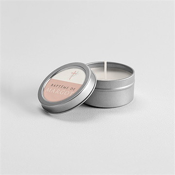 Bougie baptême poésie minimaliste argent - Mise en situation