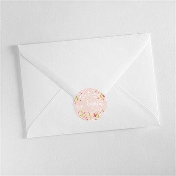 Sticker baptême douceur végétale rose