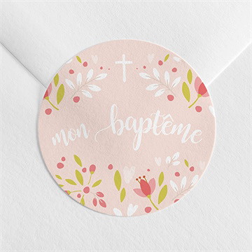 Sticker baptême douceur végétale rose - Mise en situation