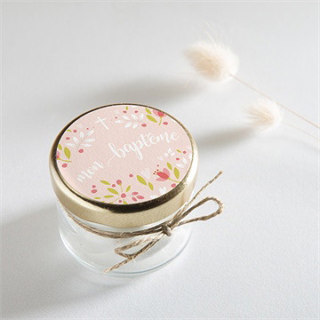 Sticker baptême douceur végétale rose - Mise en situation