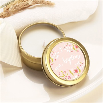 Bougie baptême douceur végétale rose