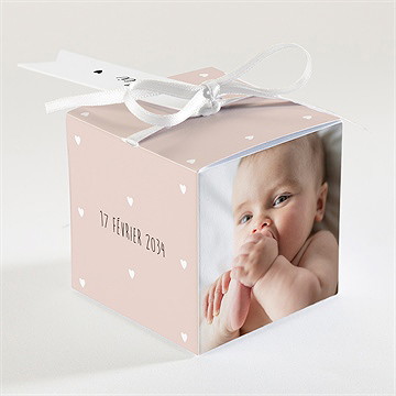 Boîte de dragées baptême pêle-mêle coeur - Dos de la boîte