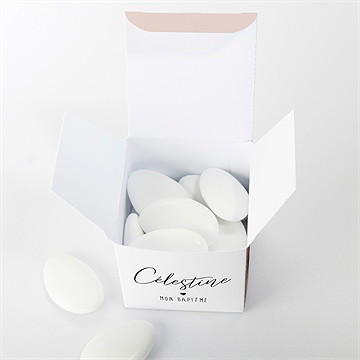 Boîte de dragées baptême pêle-mêle coeur - Intérieur de la boîte