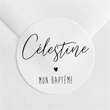 Sticker baptême pêle-mêle coeur