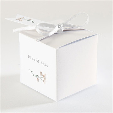 Boîte de dragées baptême fleurs pastel - Dos de la boîte