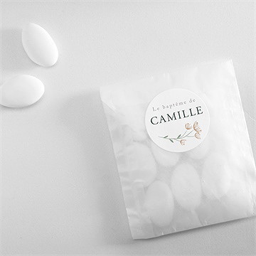 Sticker baptême fleurs pastel - Mise en situation