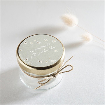 Sticker baptême fleuri vert d'eau