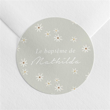 Sticker baptême fleuri vert d'eau - Mise en situation