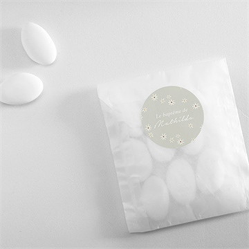 Sticker baptême fleuri vert d'eau - Mise en situation