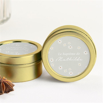 Bougie baptême fleuri vert d'eau