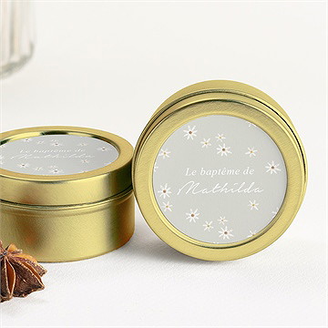 Bougie baptême fleuri vert d'eau