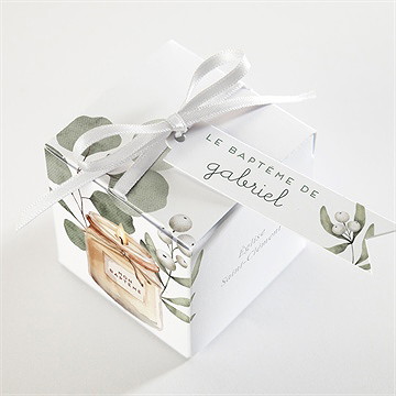 Boîte de dragées baptême bougie - Dessus de la boîte