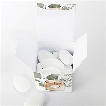 Boîte de dragées baptême bougie - Intérieur de la boîte