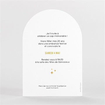 Invitation anniversaire paillette 18 ans - Dos du faire-part