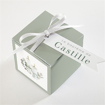 Boîte de dragées baptême cierges - Dessus de la boîte