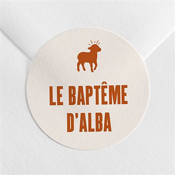 Sticker baptême rayures ocres