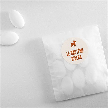 Sticker baptême rayures ocres - Mise en situation