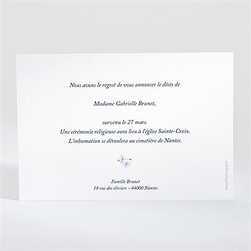 Faire-part décès pissenlit au vent - Dos du faire-part