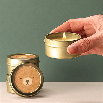 Bougie baptême ours mondoudou - Bougie allumée