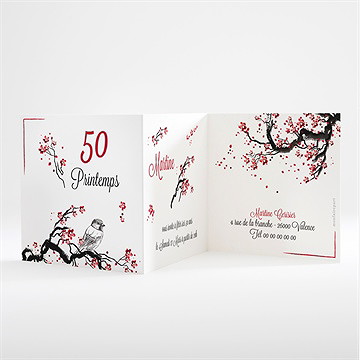 Invitation anniversaire 50 printemps - Intérieur du faire-part