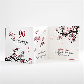 Invitation anniversaire 90 printemps - Intérieur du faire-part